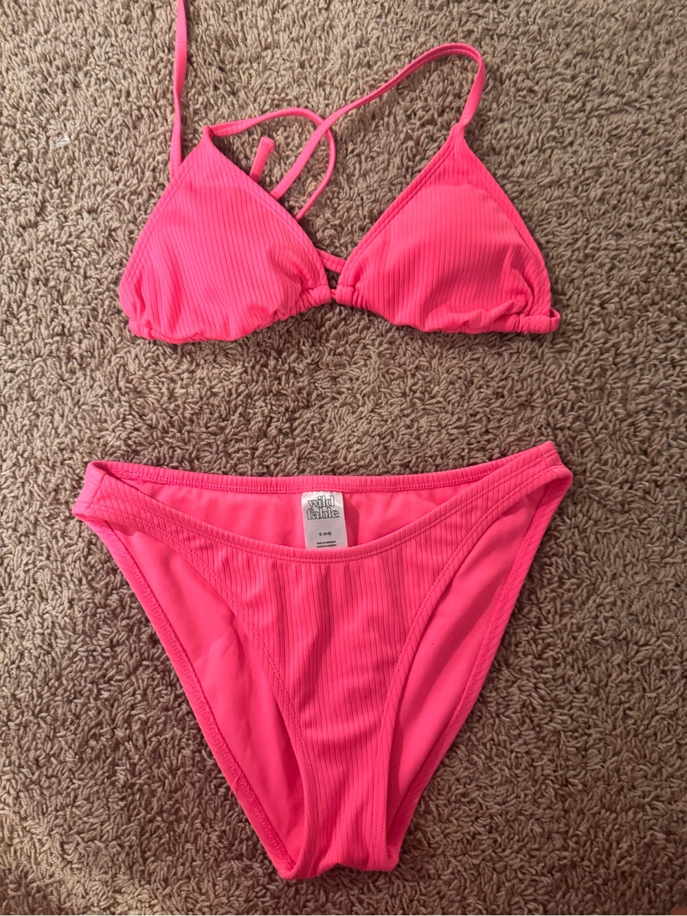 Target Hot Pink Ribbed Triangle Bikini Set